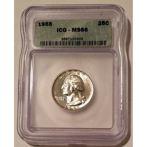 1955 Washington Quarter MS66 ICG